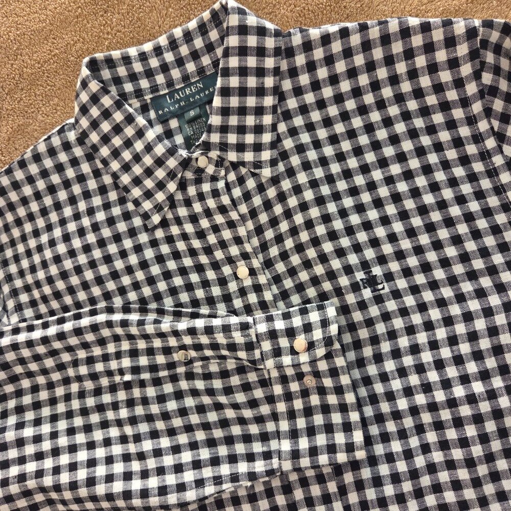 Lauren Ralph Lauren Black and White Checkered Button Down Shirt